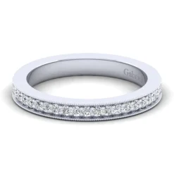 Outlet Gabriel & Co. Calabria - 14K White Gold Diamond Prong Channel Diamond Anniversary Band with Milgrain - 0.22 ct