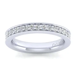 Hot Gabriel & Co. Calabria - 14K White Gold Diamond Prong Channel Diamond Anniversary Band with Milgrain - 0.55 ct