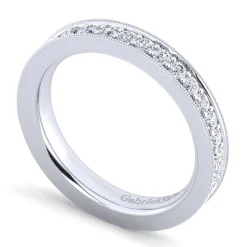 Hot Gabriel & Co. Calabria - 14K White Gold Diamond Prong Channel Diamond Anniversary Band with Milgrain - 0.55 ct