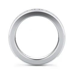 Sale Gabriel & Co. Calabria - 14K White Gold Diamond Prong Channel Diamond Anniversary Band with Milgrain - 1.05 ct