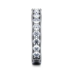 Sale Gabriel & Co. Calabria - 14K White Gold Diamond Prong Channel Diamond Anniversary Band with Milgrain - 1.05 ct