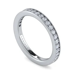 Sale Gabriel & Co. Calabria - 14K White Gold Diamond Prong Channel Diamond Anniversary Band with Milgrain - 0.35 ct