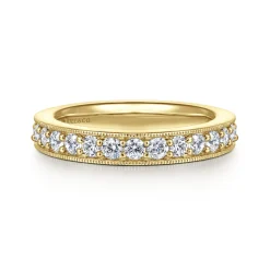 Best Gabriel & Co. Calabria - 14K Yellow Gold Channel Prong Set Diamond Eternity Band - 1 ct