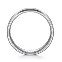 Discount Gabriel & Co. Caleb - 14K White Gold 6mm - Satin Finish Men's Wedding Band with Beveled Edge