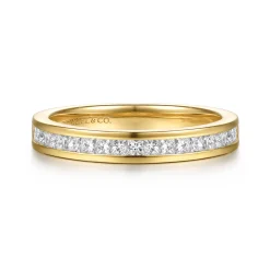Gabriel & Co. Caline - 14K Yellow Gold Channel Setting Princess Cut Diamond Anniversary Band - 0.5 ct