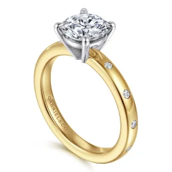 Outlet Gabriel & Co. Cally - 14K White-Yellow Gold Round Diamond Engagement Ring