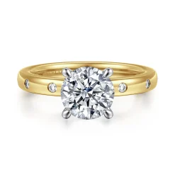 Outlet Gabriel & Co. Cally - 14K White-Yellow Gold Round Diamond Engagement Ring