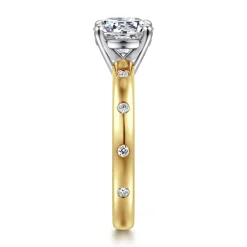 Outlet Gabriel & Co. Cally - 14K White-Yellow Gold Round Diamond Engagement Ring