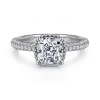 Discount Gabriel & Co. Caly - 14K White Gold Cushion Halo Diamond Engagement Ring
