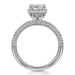 Discount Gabriel & Co. Caly - 14K White Gold Cushion Halo Diamond Engagement Ring