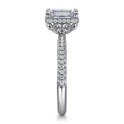 Outlet Gabriel & Co. Caly - 14K White Gold Emerald Cut Halo Diamond Engagement Ring