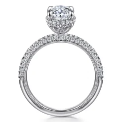 Discount Gabriel & Co. Caly - 14K White Gold Oval Halo Diamond Engagement Ring