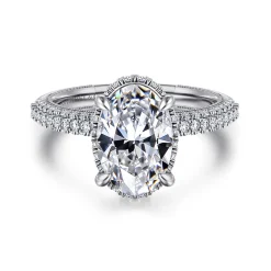 Gabriel & Co. Caly - 14K White Gold Oval Halo Diamond Engagement Ring