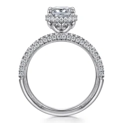 Hot Gabriel & Co. Caly - 14K White Gold Princess Halo Diamond Engagement Ring