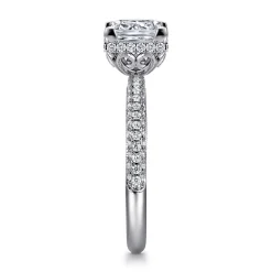 Hot Gabriel & Co. Caly - 14K White Gold Princess Halo Diamond Engagement Ring