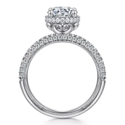 Discount Gabriel & Co. Caly - 14K White Gold Round Halo Diamond Engagement Ring