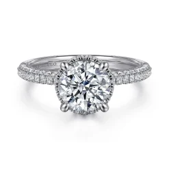 Discount Gabriel & Co. Caly - 14K White Gold Round Halo Diamond Engagement Ring