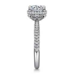 Discount Gabriel & Co. Caly - 14K White Gold Round Halo Diamond Engagement Ring