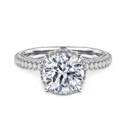 Best Gabriel & Co. Caly - 14K White Gold Round Halo Diamond Engagement Ring