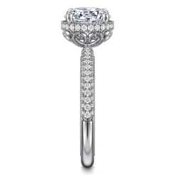 Best Gabriel & Co. Caly - 14K White Gold Round Halo Diamond Engagement Ring