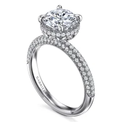 Best Gabriel & Co. Caly - 14K White Gold Round Halo Diamond Engagement Ring