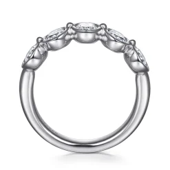 Sale Gabriel & Co. Calypso - 14K White Gold Bezel Oval 5 Stone Diamond Anniversary Band - 1.9 ct