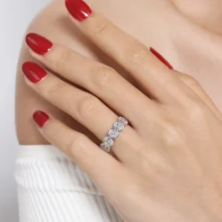 Sale Gabriel & Co. Calypso - 14K White Gold Bezel Oval 5 Stone Diamond Anniversary Band - 1.9 ct