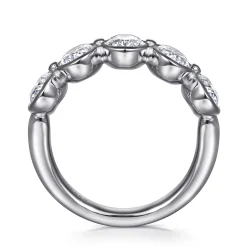 Clearance Gabriel & Co. Calypso - 14K White Gold Bezel Oval 5 Stone Diamond Anniversary Band - 2.5 ct