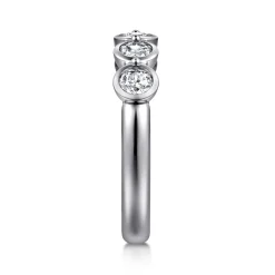 Clearance Gabriel & Co. Calypso - 14K White Gold Bezel Round 5 Stone Diamond Anniversary Band - 0.75 ct