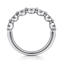 Clearance Gabriel & Co. Calypso - 14K White Gold Bezel Round 7 Stone Diamond Anniversary Band - 1.05 ct
