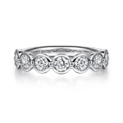 Clearance Gabriel & Co. Calypso - 14K White Gold Bezel Round 7 Stone Diamond Anniversary Band - 1.05 ct