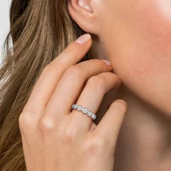 Clearance Gabriel & Co. Calypso - 14K White Gold Bezel Round 7 Stone Diamond Anniversary Band - 1.05 ct
