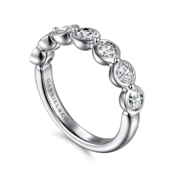 Clearance Gabriel & Co. Calypso - 14K White Gold Bezel Round 7 Stone Diamond Anniversary Band - 1.05 ct
