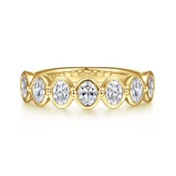 Online Gabriel & Co. Calypso - 14K Yellow Gold Bezel Oval 7 Stone Diamond Anniversary Band - 1.05 ct