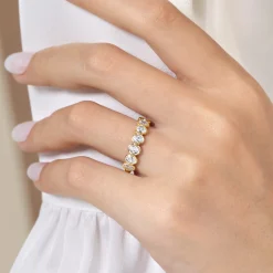 Online Gabriel & Co. Calypso - 14K Yellow Gold Bezel Oval 7 Stone Diamond Anniversary Band - 1.05 ct