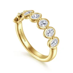 Online Gabriel & Co. Calypso - 14K Yellow Gold Bezel Oval 7 Stone Diamond Anniversary Band - 1.05 ct