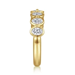 Online Gabriel & Co. Calypso - 14K Yellow Gold Bezel Oval 7 Stone Diamond Anniversary Band - 1.05 ct