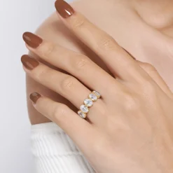 Sale Gabriel & Co. Calypso - 14K Yellow Gold Bezel Oval 5 Stone Diamond Anniversary Band - 2.5 ct