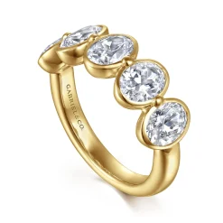 Sale Gabriel & Co. Calypso - 14K Yellow Gold Bezel Oval 5 Stone Diamond Anniversary Band - 2.5 ct