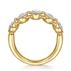 Sale Gabriel & Co. Calypso - 14K Yellow Gold Bezel Oval 5 Stone Diamond Anniversary Band - 2.5 ct