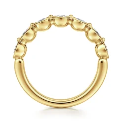 New Gabriel & Co. Calypso - 14K Yellow Gold Bezel Round 7 Stone Diamond Anniversary Band - 1.05 ct