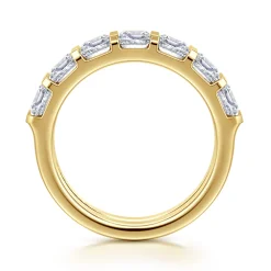 Clearance Gabriel & Co. Calyra - 14K Yellow Gold Channel Setting Emerald Cut Diamond Anniversary Band - 2.8 ct