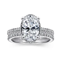 Sale Gabriel & Co. Camden - 14K White Gold Hidden Halo Oval Diamond Engagement Ring