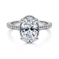 Sale Gabriel & Co. Camden - 14K White Gold Hidden Halo Oval Diamond Engagement Ring