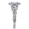 New Gabriel & Co. Camelia - 14K White Gold Floral Marquise Shape Diamond Engagement Ring