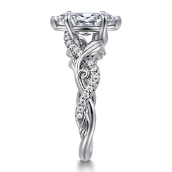 New Gabriel & Co. Camelia - 14K White Gold Floral Marquise Shape Diamond Engagement Ring