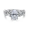 Outlet Gabriel & Co. Camelia - 14K White Gold Floral Oval Diamond Engagement Ring
