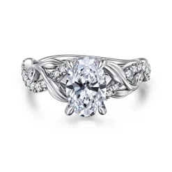 Outlet Gabriel & Co. Camelia - 14K White Gold Floral Oval Diamond Engagement Ring
