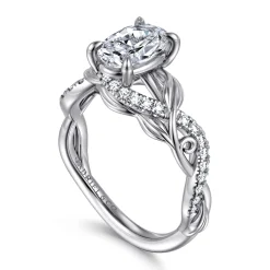 Outlet Gabriel & Co. Camelia - 14K White Gold Floral Oval Diamond Engagement Ring