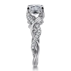 Hot Gabriel & Co. Camelia - 14K White Gold Floral Princess Cut Diamond Engagement Ring